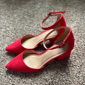 a new day Natalia red suede pumps with block heel
